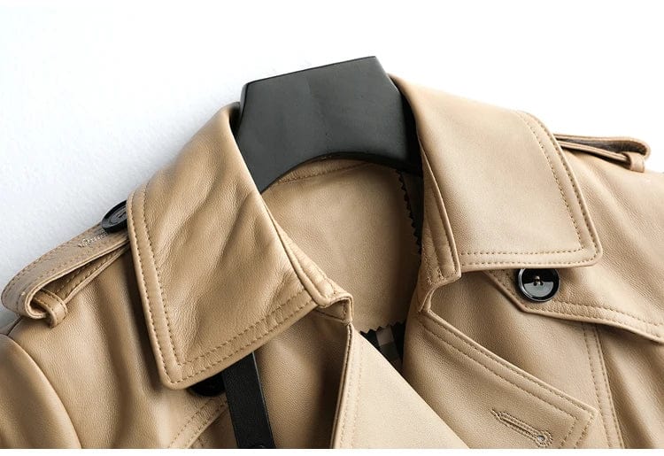 New women genuine sheep leather coat lady female real sheep skin belt Jacket fall/winter coats trench clothes CT015