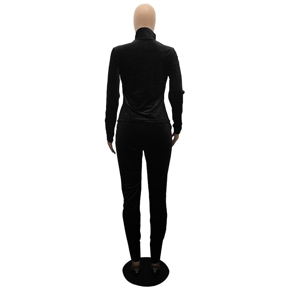 New Women Outfits 2023 Velvet Sweatsuit Set Long Sleeve Pants Suit Solid Color Fashion Casual Womens Tracksuit 2 Two Piece Sets
