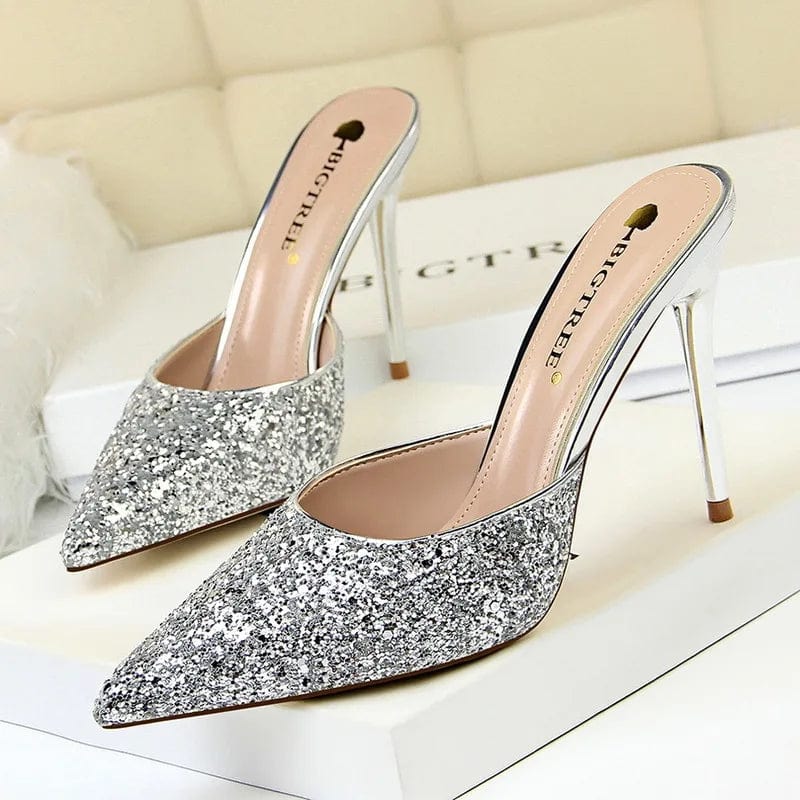New Women Slippers western style Fashion simple Crystal thin High Heel Sandals mature sexy women Sandals high heels shoes