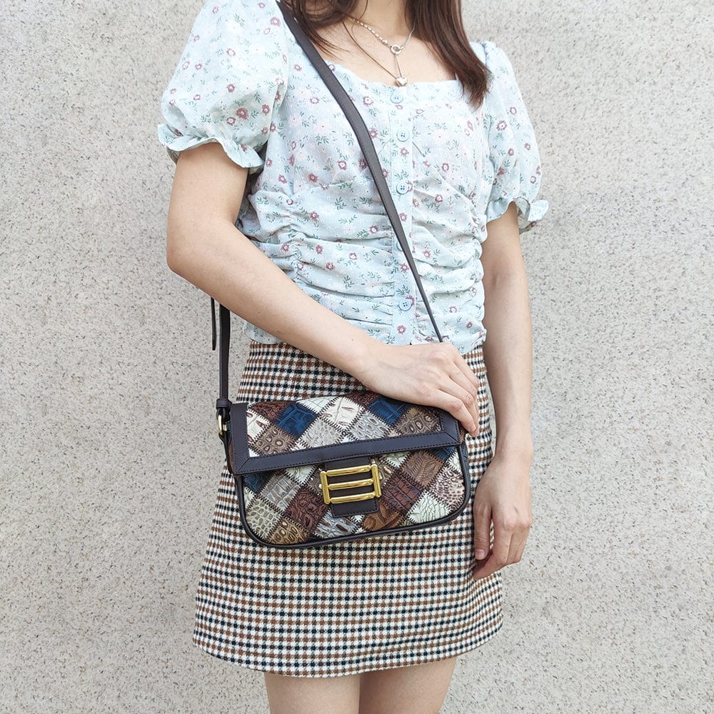 NIUCUNZH 6006 Vintage Satchel Handbags for Women Genuine Leather Crossbody Messenger Shoulder Bags for Women Saddle Bag Purse