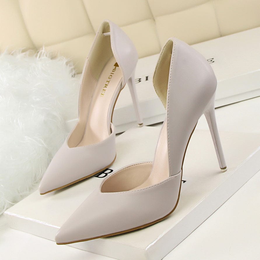 NO MOQ Logo Custom High Quality Sexy Pointed Toe Pink Color Fashion Pumps Ladies Heels Shoes from Big Tree