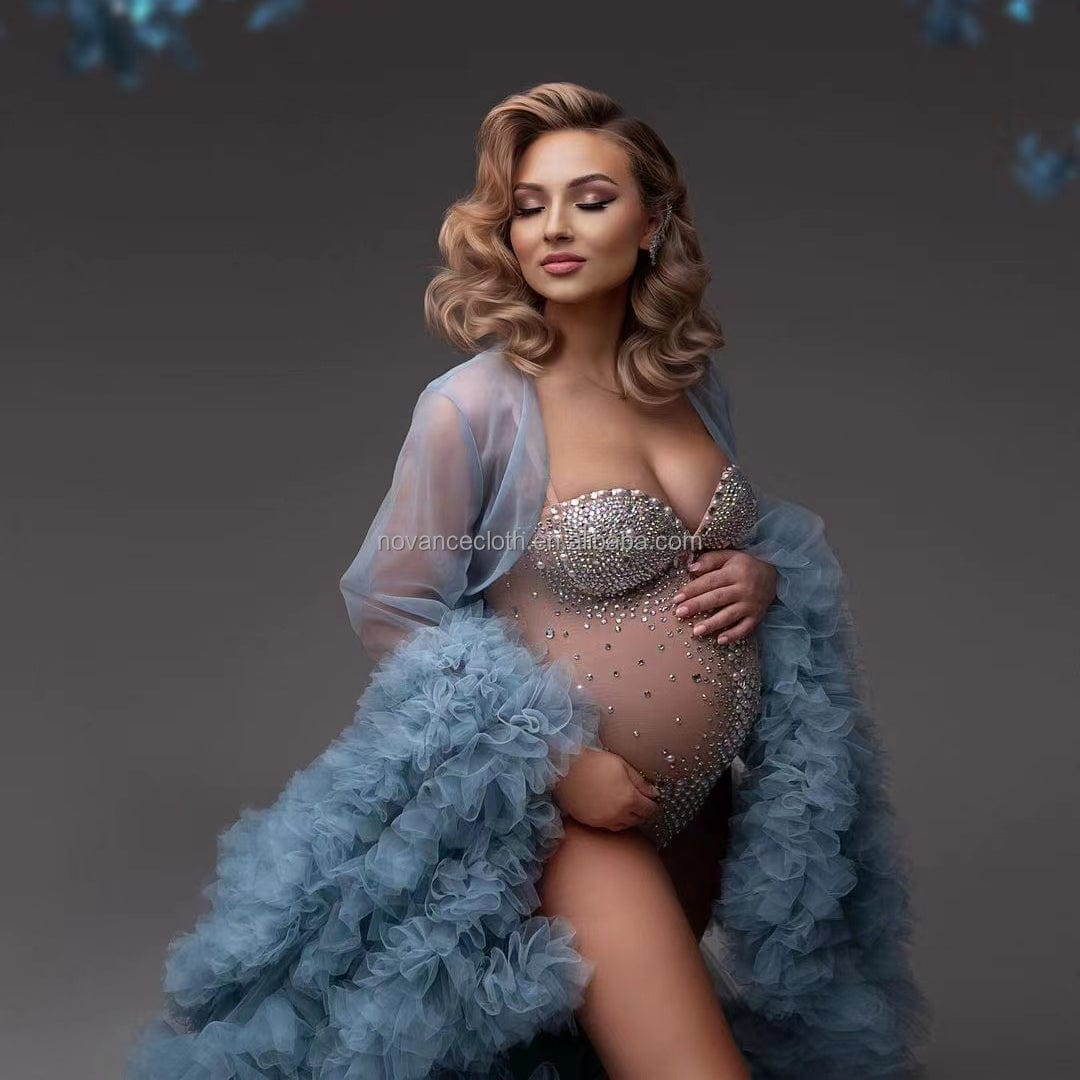 Nocance Y1443 Maternity Clothes Manufacturers Beaded Plus Size See Through Photo Shoot Pregnancy Sexy Clothes For Women Vestidos