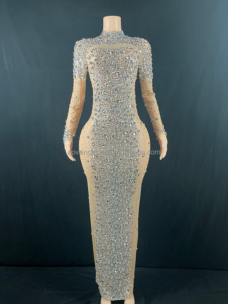 Nocance Y2175 Maternity Clothes Plus Size Women's Dresses Shinny Crystal Mesh Baby Shower Dress Elegent Luxury For Photosh