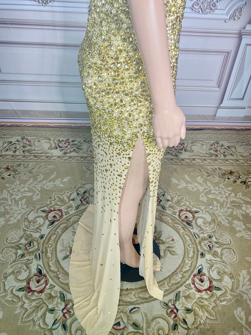 NOVANCE new product luxury sexy see through shiny golden diamonds ball gowns for women evening dresses elegant dinner dresses