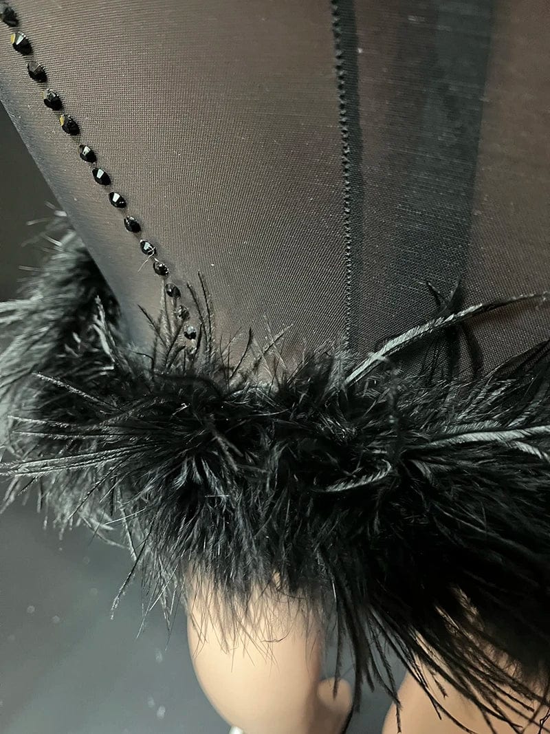 NOVANCE novedades 2023 new style black feather diamonds sparkling knee length sexy dresses women night party club outfit bar