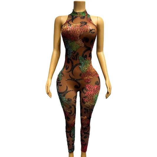 NOVANCE trending products 2023 new arrivals scoop neck shiny diamonds sexy rompers for women plus size jumpsuits for performance