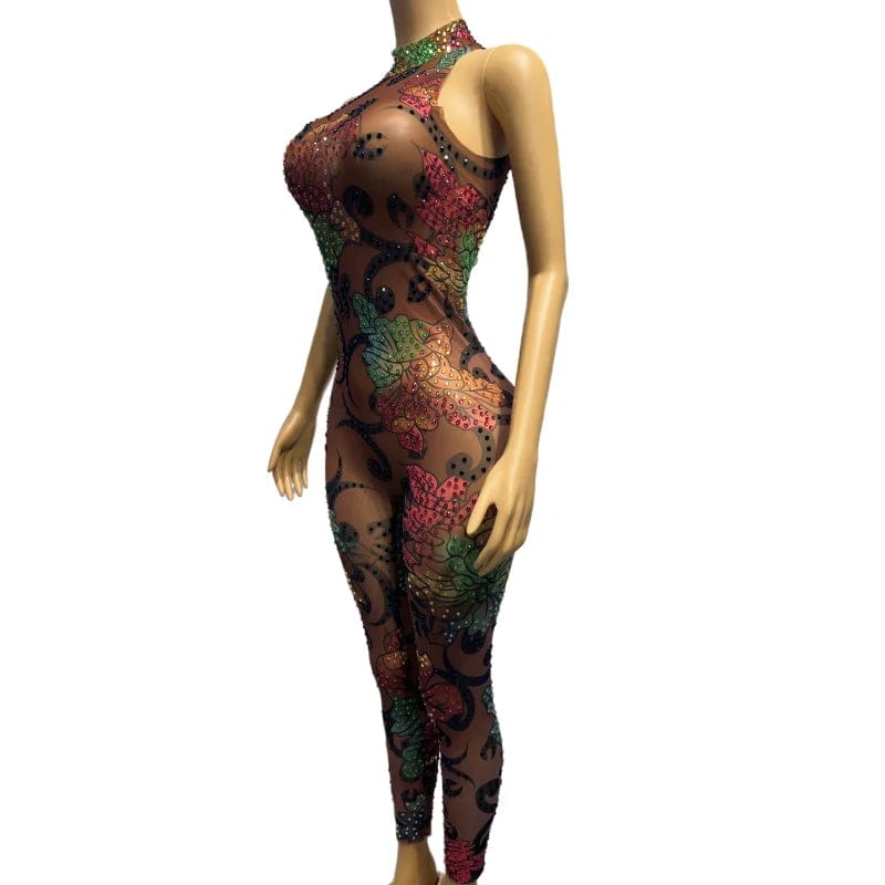 NOVANCE trending products 2023 new arrivals scoop neck shiny diamonds sexy rompers for women plus size jumpsuits for performance