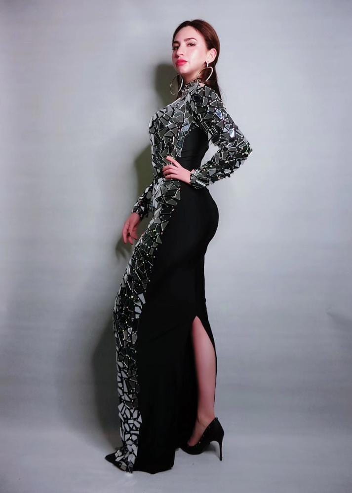 Novance trending products on amazon full mirrors club dress 2022 sexy birthday Rhinestone dresses women wedding guest plus size
