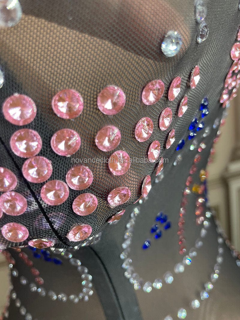 NOVANCE Y2558 2023 new product black mesh colorful diamonds luxury outfit mermaid gowns prom evening dress for evening party