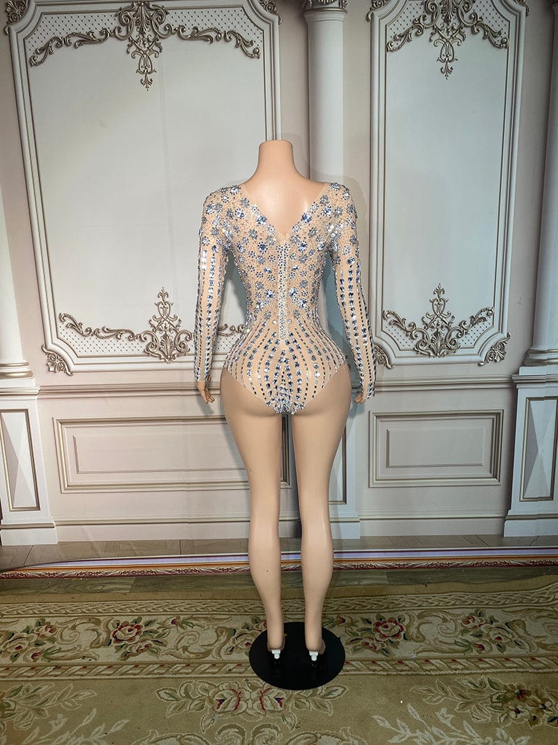 Novance Y2896 Bodysuit Women 2023 Rhinestone Long Sleeve Performance Bodysuit For Women Birthday Party Bar Nightclub