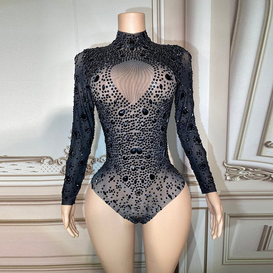 Novance Y2900 Trend Items 2023 Bodysuit For Women Plus Size Rhinestone Romper Jumpsuit Noir Woman Body Slim Bustier Dos Nus