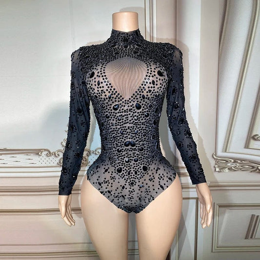 Novance Y2900 Trend Items 2023 Bodysuit For Women Plus Size Rhinestone Romper Jumpsuit Noir Woman Body Slim Bustier Dos Nus