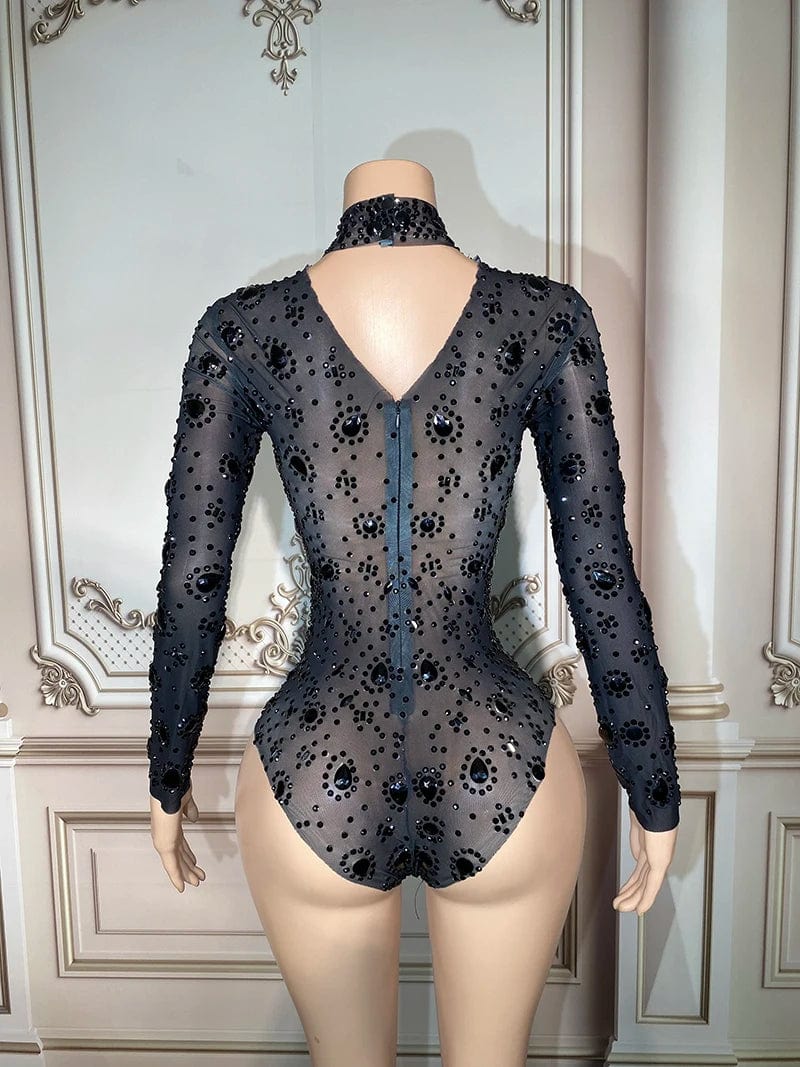Novance Y2900 Trend Items 2023 Bodysuit For Women Plus Size Rhinestone Romper Jumpsuit Noir Woman Body Slim Bustier Dos Nus