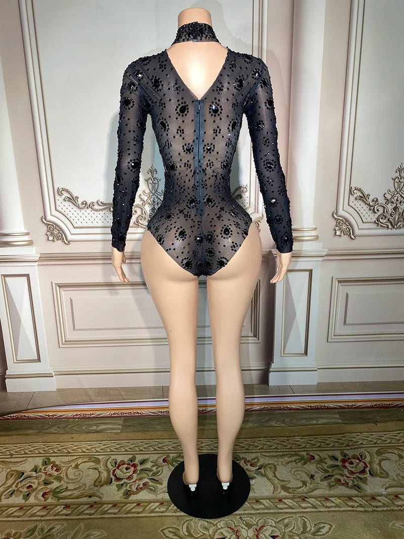 Novance Y2900 Trend Items 2023 Bodysuit For Women Plus Size Rhinestone Romper Jumpsuit Noir Woman Body Slim Bustier Dos Nus
