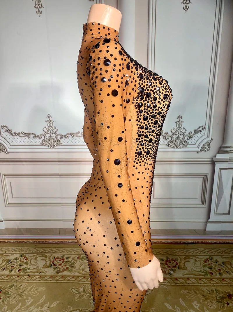 Novance Y2976 Productos Para El 2024 Long Sleeves High Neck Rhinestone Formal Dress for Women Elegant Plus Size Crystal Beads