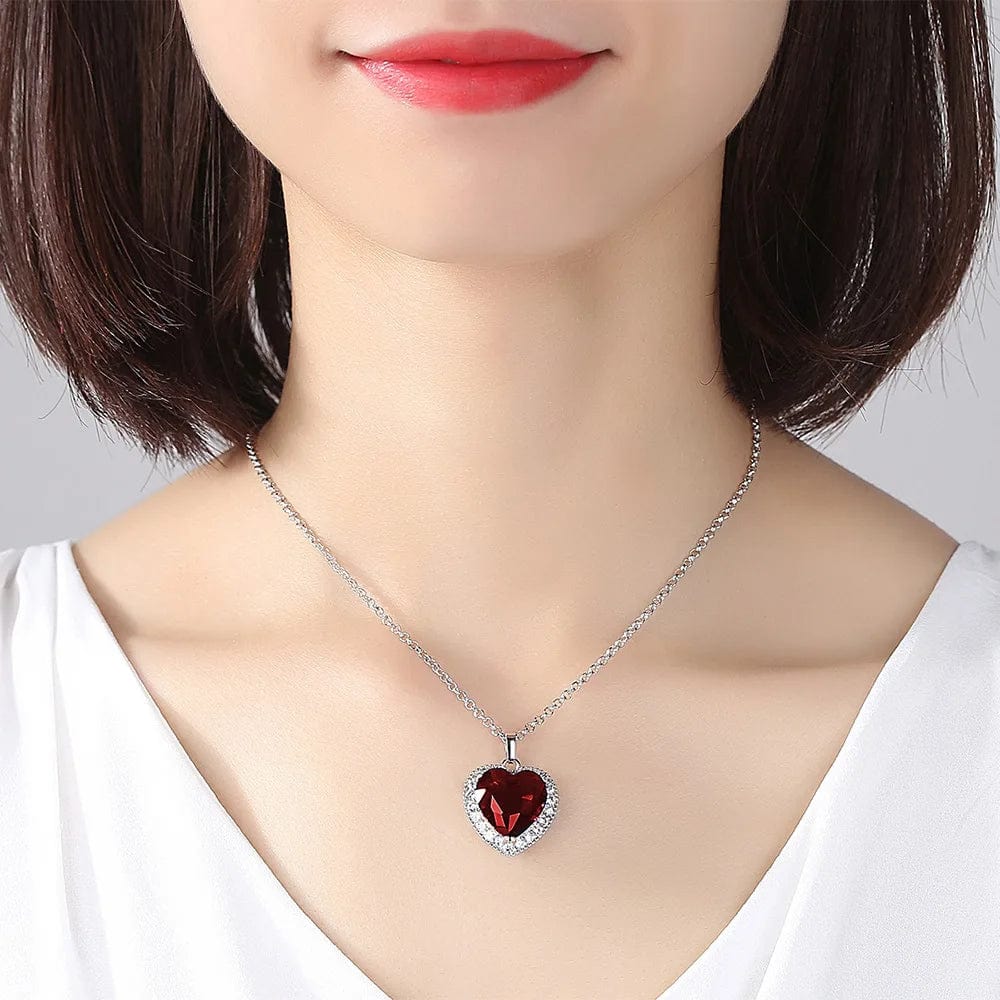 Ocean Collection Jewelry Ocean Blue Red Rhinestone Titanic Heart of the Ocean Big Love Crystal Heart Collar Chain Necklace