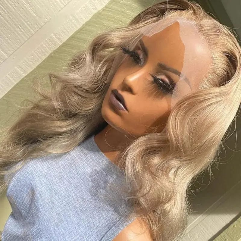 Ocean Wave Texture Ash Blonde Color Wig Pre Plucked Transparent HD Lace Cuticle Aligned Lace Front Wigs