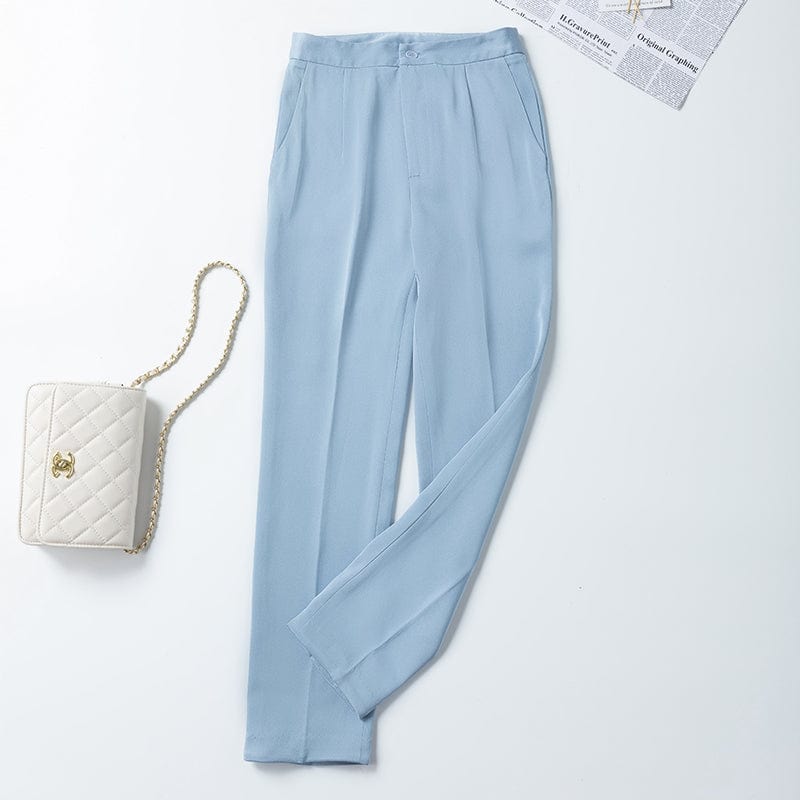 OEM High-Quality 2 Piece Set Blue Formal Fashion Pant Suit Blazer with Pockets Office Lady Women Jacket and Trousers Plus size