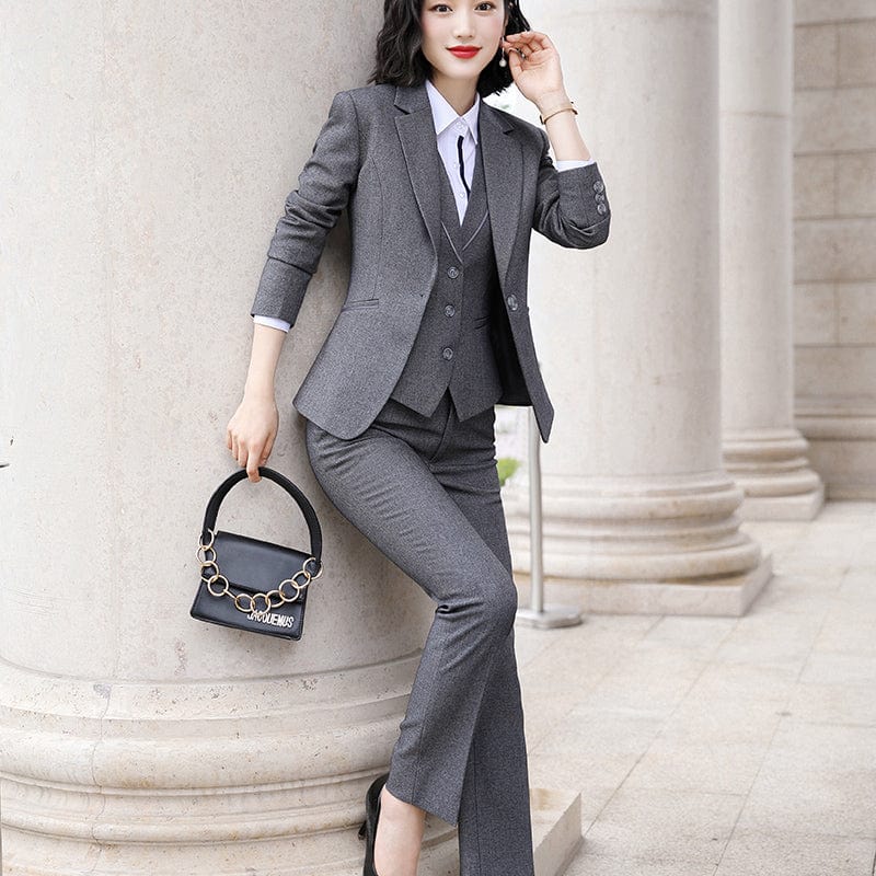 OEM Wholesale Dropship 3 Piece Suit Set Pant Suit Women Office Lady Work Wear Women Formal Suits Blazer Jacket Vest trousers