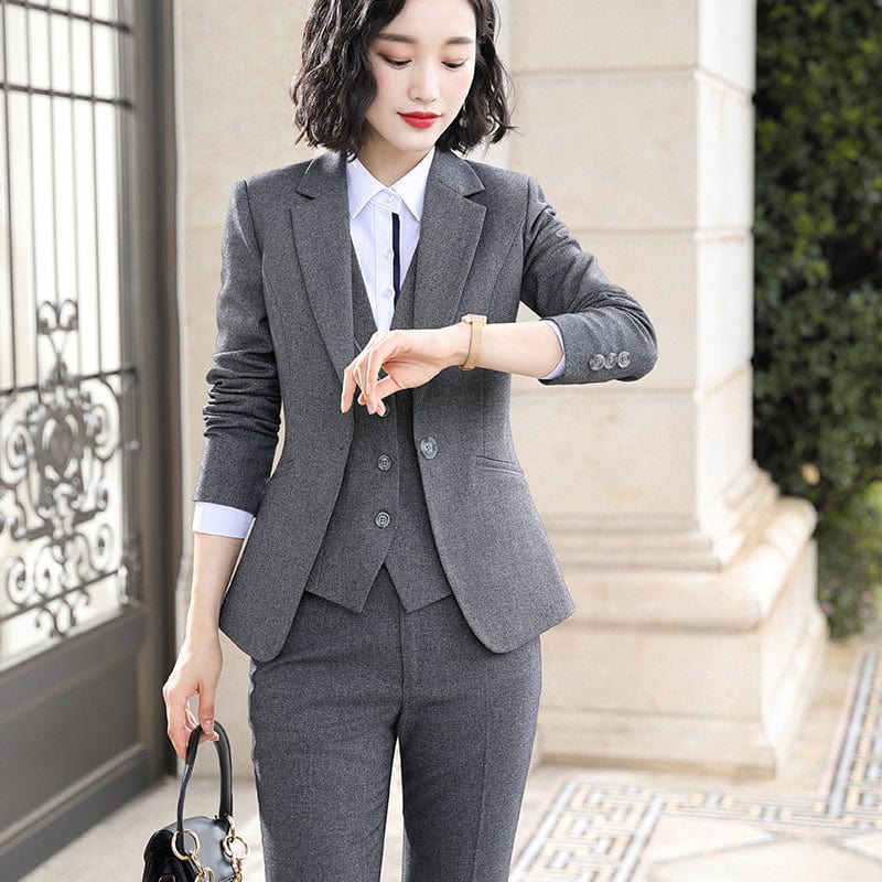 OEM Wholesale Dropship 3 Piece Suit Set Pant Suit Women Office Lady Work Wear Women Formal Suits Blazer Jacket Vest trousers