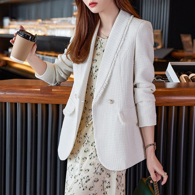 OEM Wholesale High-quality Winter Plaid Tweed Coat Women Office Lady Style Jacket Fashion thick winter Outwear Blazer