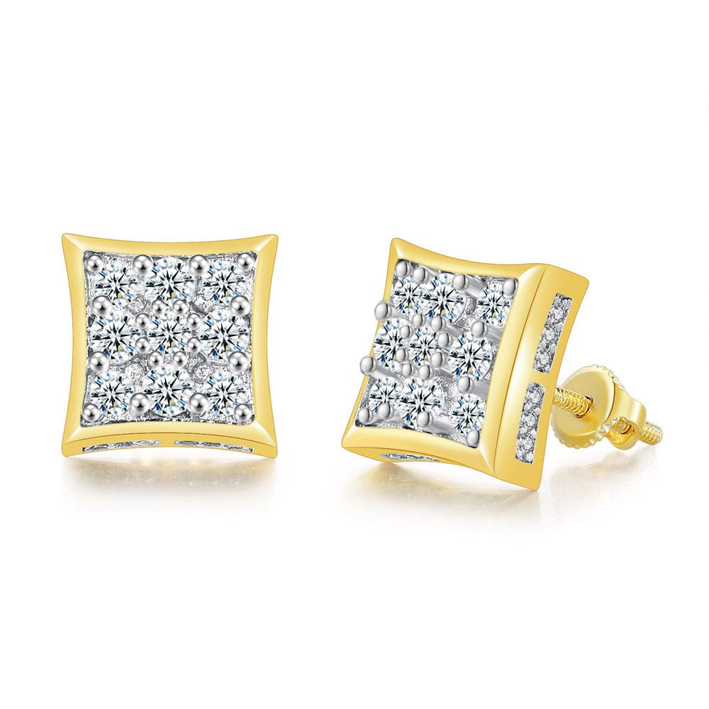 OHE126-1 HOYON Hip hop white gemstone zircon stud earrings for men and women full diamond and gold thread jewelry
