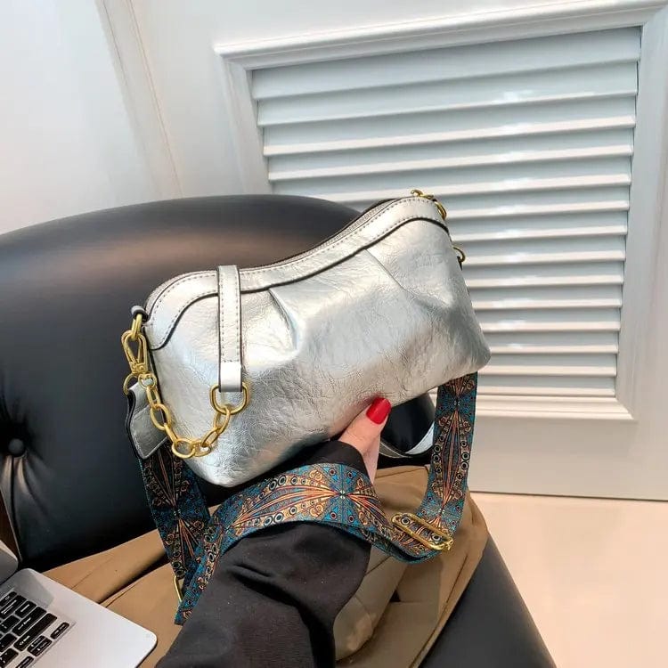 Oil Wax PU Leather Cross Body Small Bag for Women Fashionable and Versatile Shoulder Ruched Hand Bag Ladies Casual Phone Bag