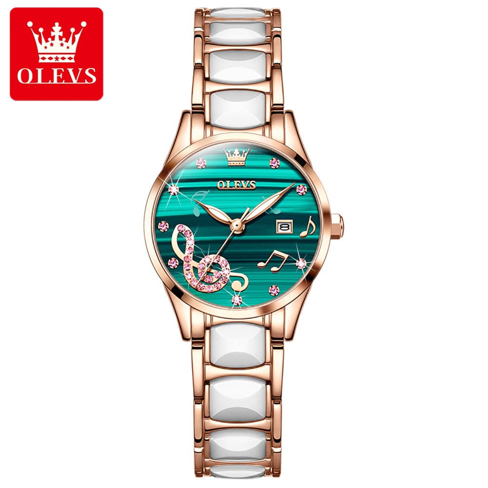 OLEVS 3605 Creative Watch Women Ceramic Bracelet Watches Female Clock Watches Ladies