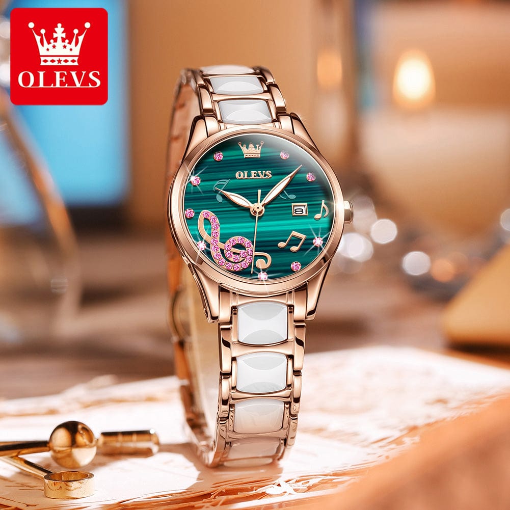 OLEVS 3605 Creative Watch Women Ceramic Bracelet Watches Female Clock Watches Ladies