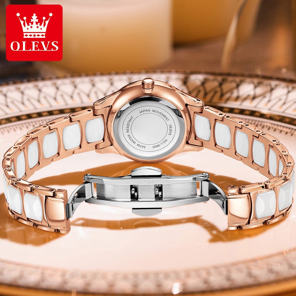 OLEVS 3605 Creative Watch Women Ceramic Bracelet Watches Female Clock Watches Ladies