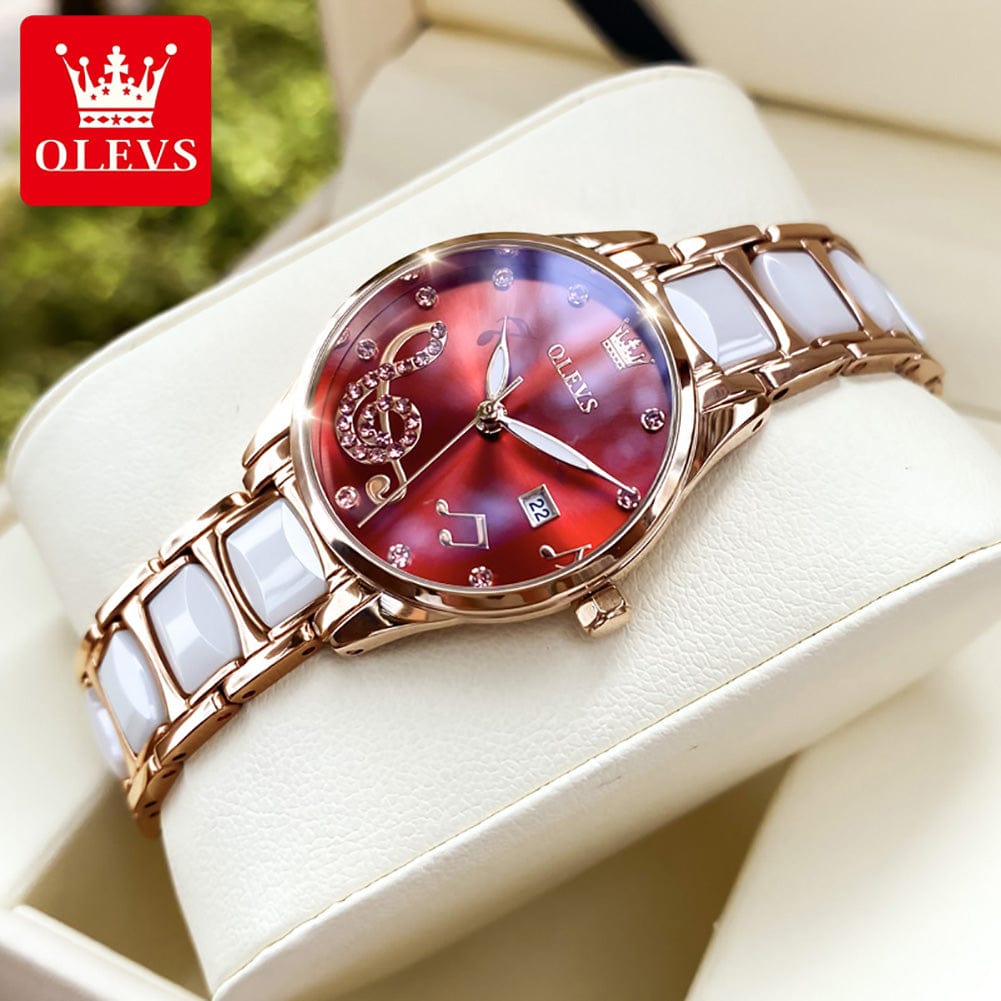 OLEVS 3605 Creative Watch Women Ceramic Bracelet Watches Female Clock Watches Ladies