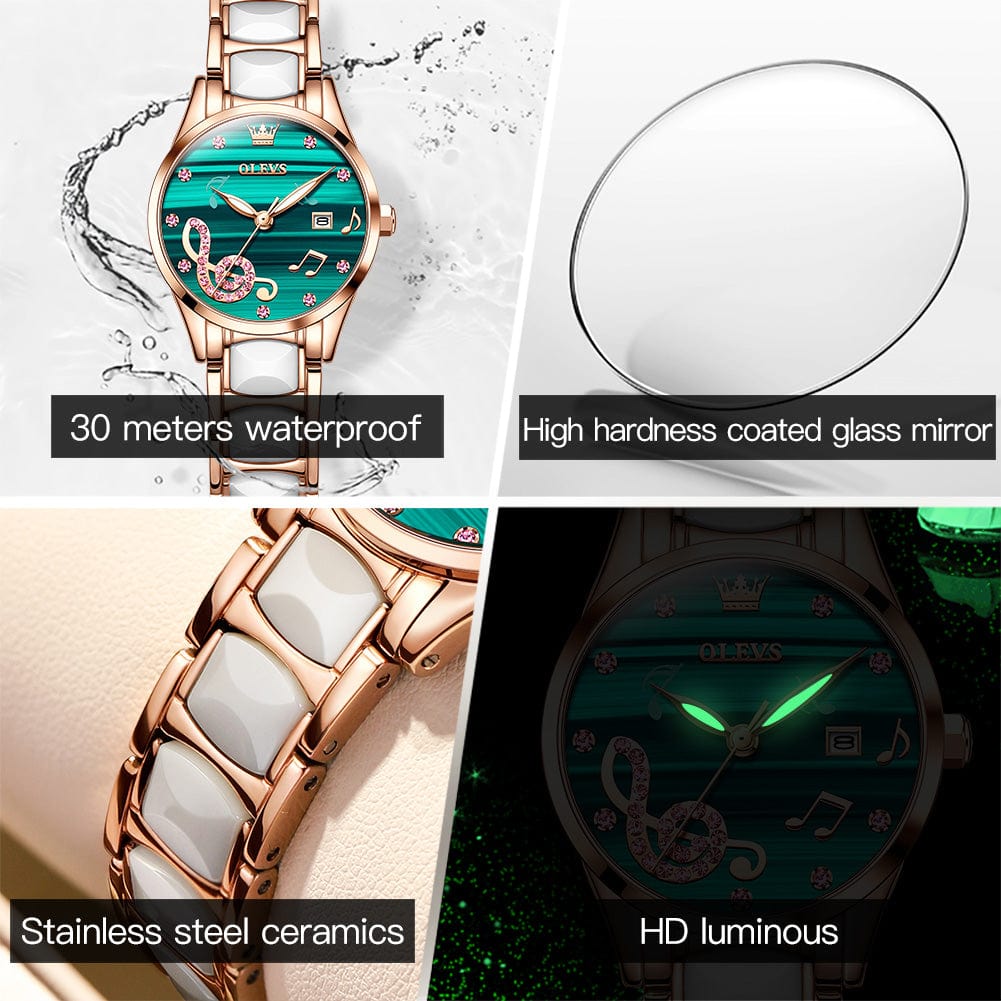 OLEVS 3605 Creative Watch Women Ceramic Bracelet Watches Female Clock Watches Ladies
