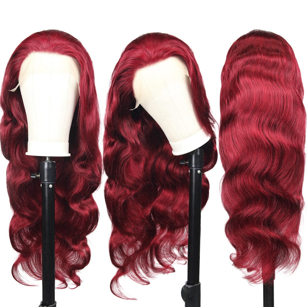ombre 99j burgundy red color human hair wig dropshipping, brazilian hair wig human hair 360 lace frontal wig