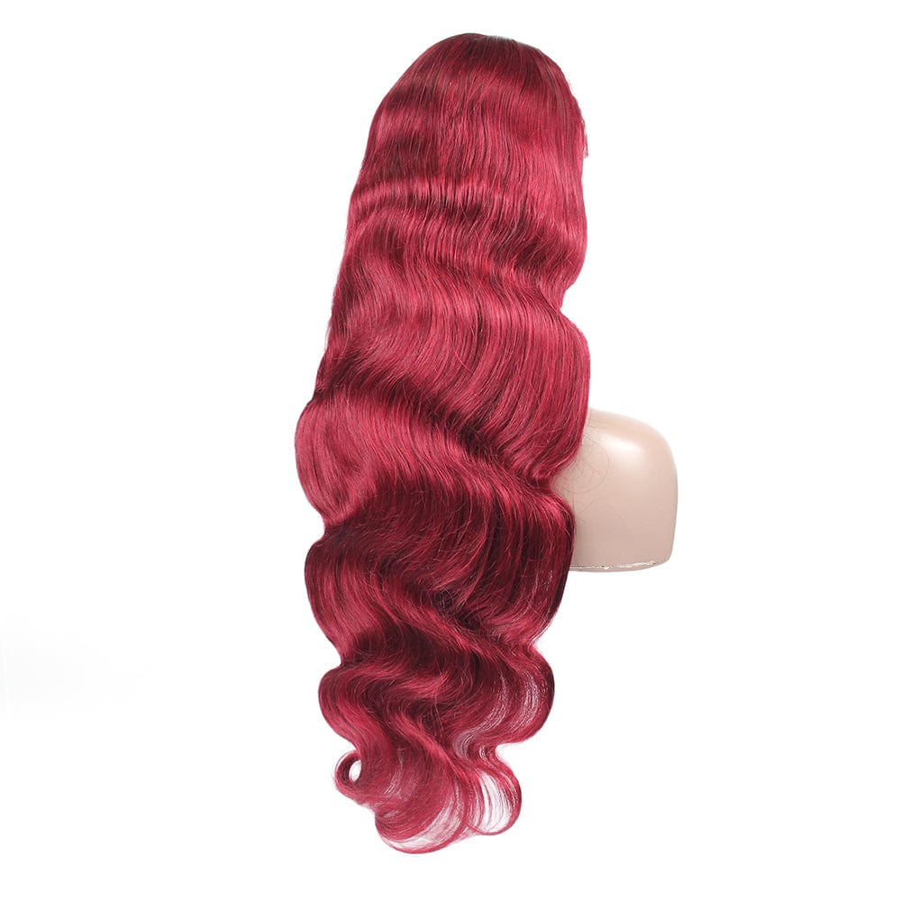 ombre 99j burgundy red color human hair wig dropshipping, brazilian hair wig human hair 360 lace frontal wig