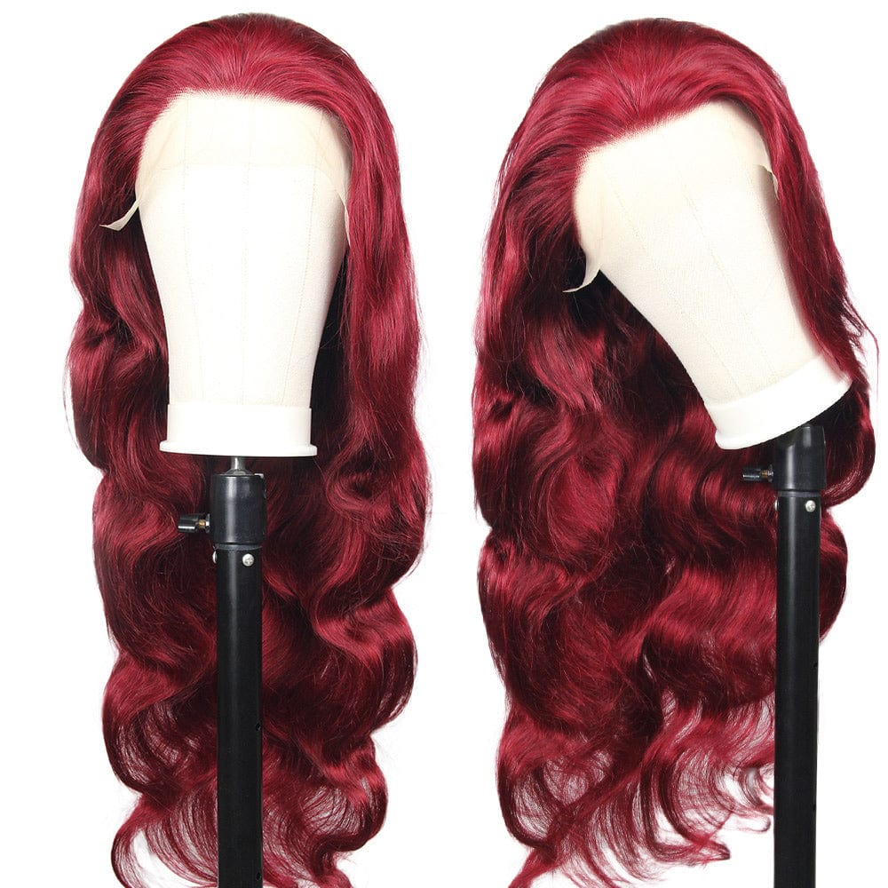ombre 99j burgundy red color human hair wig dropshipping, brazilian hair wig human hair 360 lace frontal wig