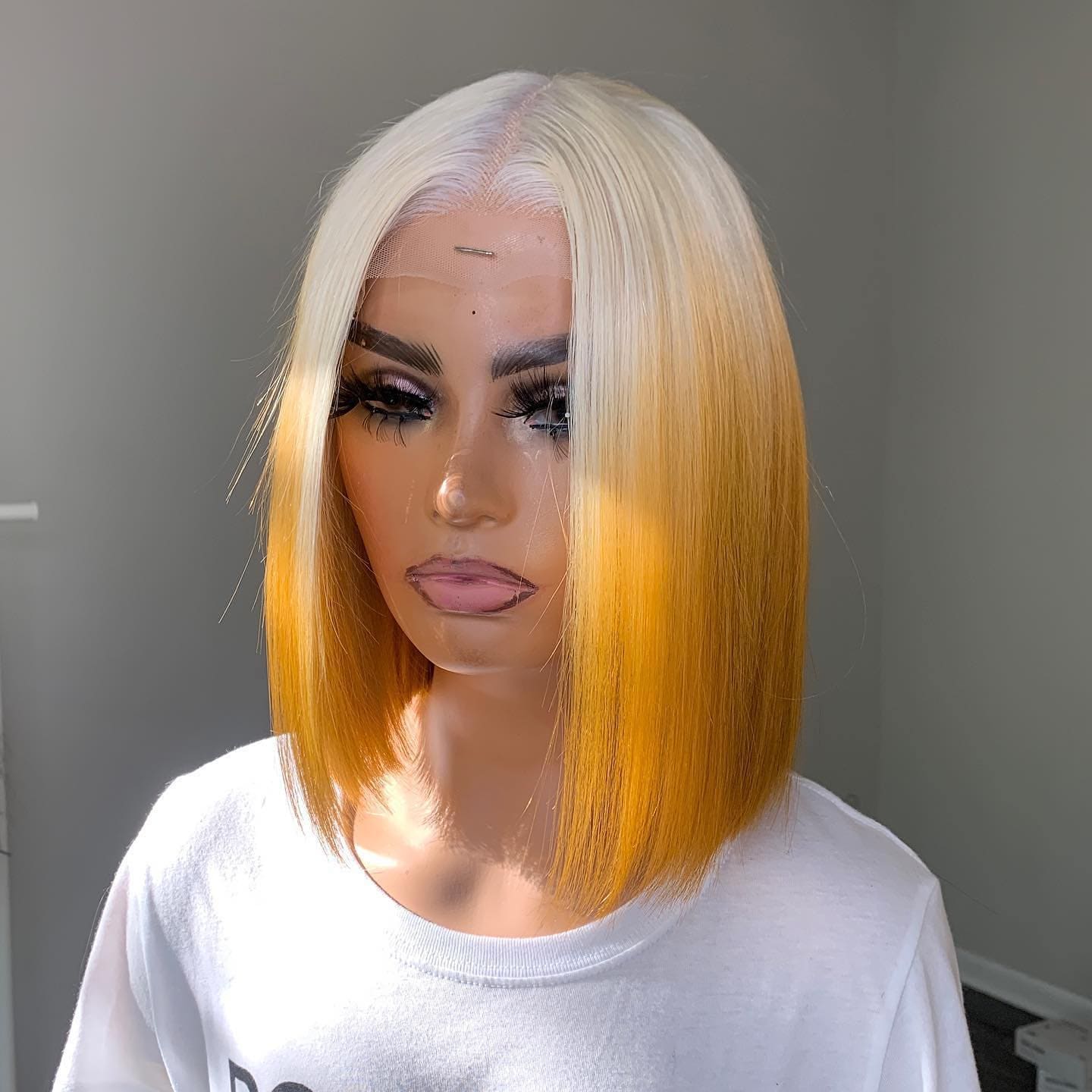 ombre blonde color Bob Lace Wig 100% Virgin Human Hair,Wholesale Peruvian Bob Wig human Hair Lace Front Wigs For Black Women