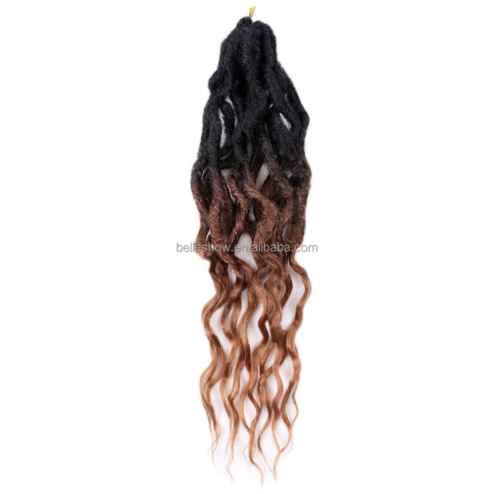 Ombre Brown Synthetic Crochet Braids Hair Passion Twist River Goddess Braiding Hair Extension Queen Faux Locs With Curly Hair