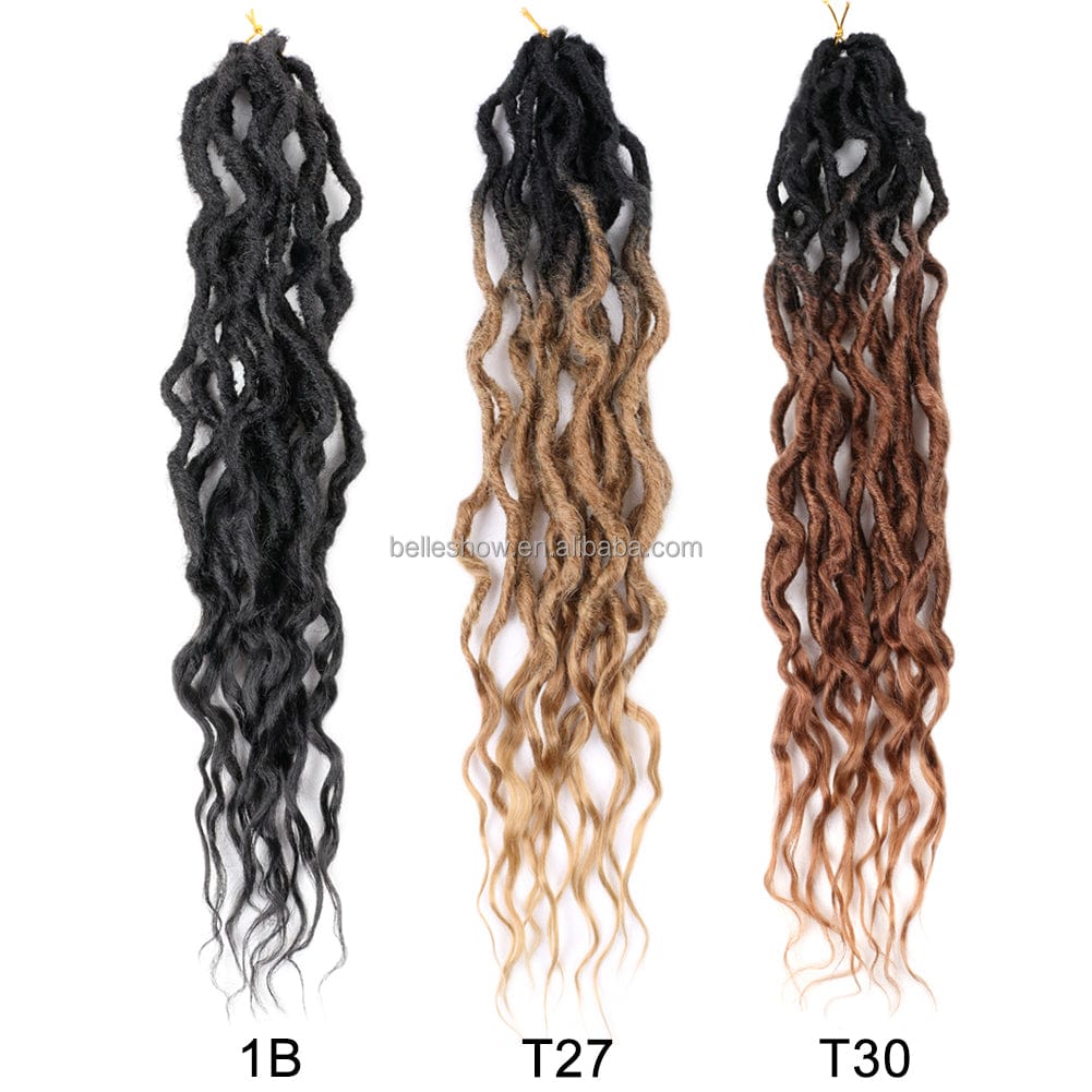 Ombre Brown Synthetic Crochet Braids Hair Passion Twist River Goddess Braiding Hair Extension Queen Faux Locs With Curly Hair