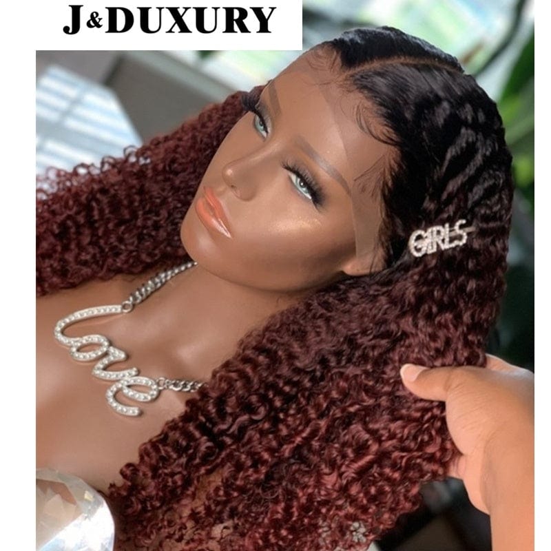 ombre color 1b/30 jerry curly 5*5 closure wig human hair wholesale ear to ear lace closure  hd lace pre plucked wigs