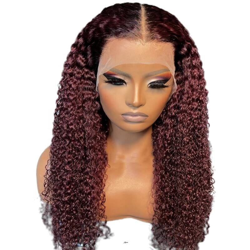 ombre color 1b/30 jerry curly 5*5 closure wig human hair wholesale ear to ear lace closure  hd lace pre plucked wigs
