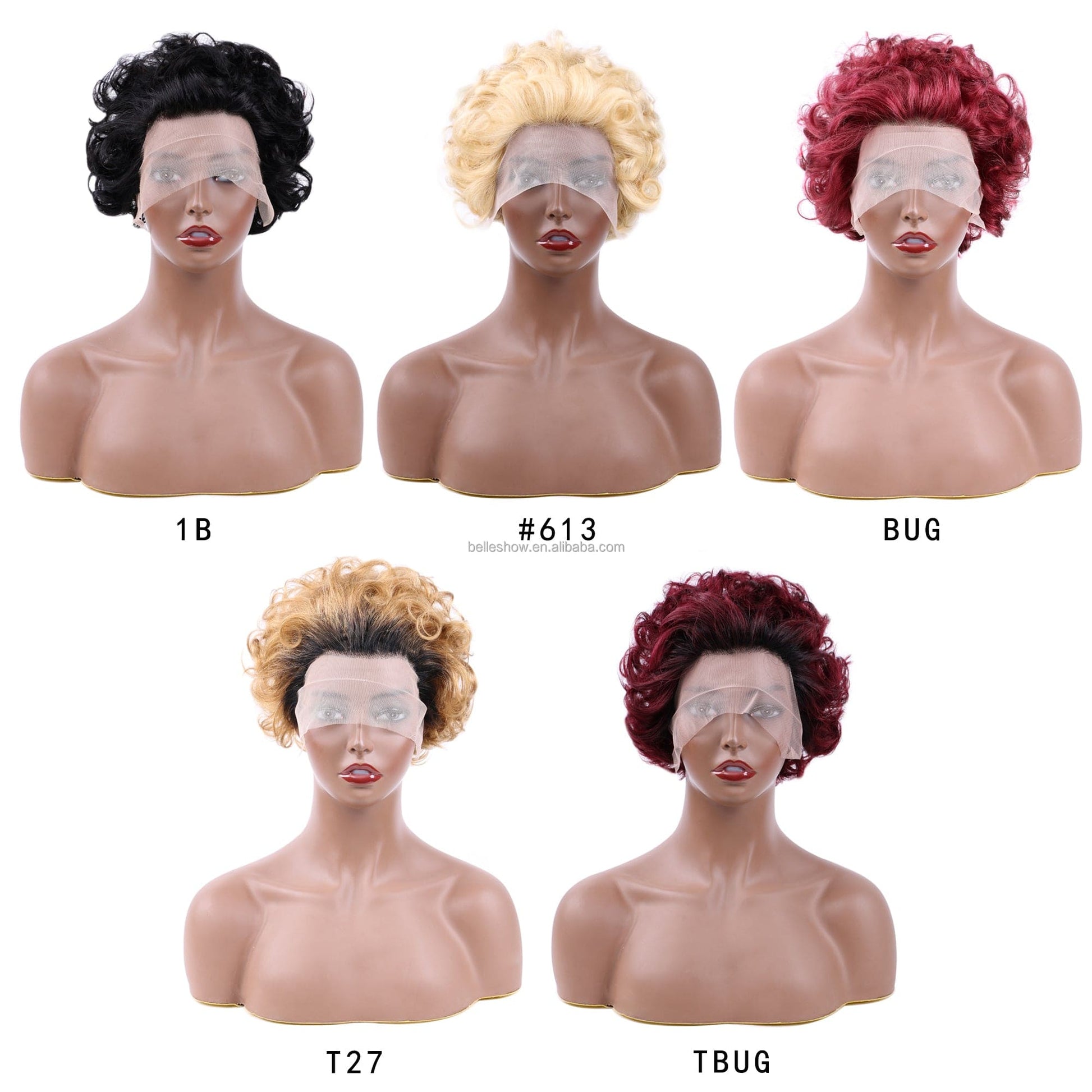 Ombre Honey Blonde Pixie Cut Bob Lace Frontal Human Hair Wigs Short Kinky Curly Colored Pre Plucked Woman Lace Front Bob 13x1