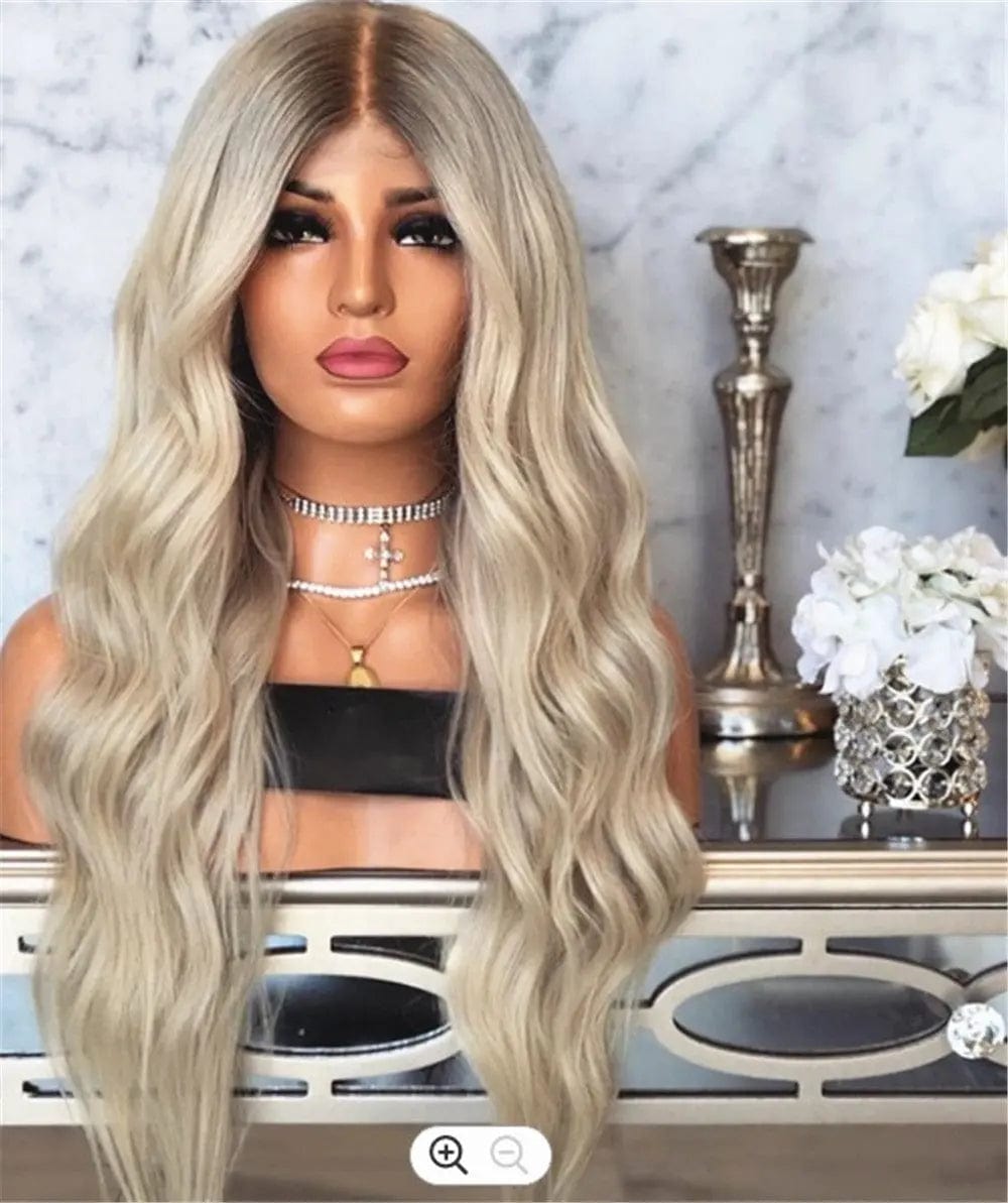 Ombre Lightest Blonde Color Middle Part Body Wave Brazilian Pre-plucked Human Hair Lace Front Wigs