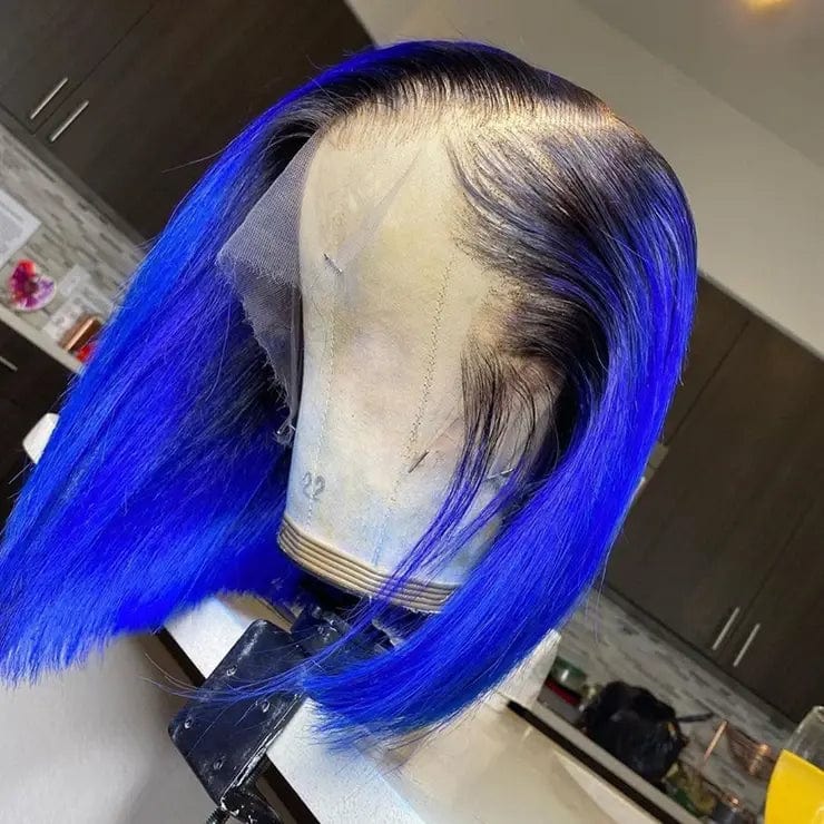 Ombre Pink Lace Wig Straight Bob Human Hair