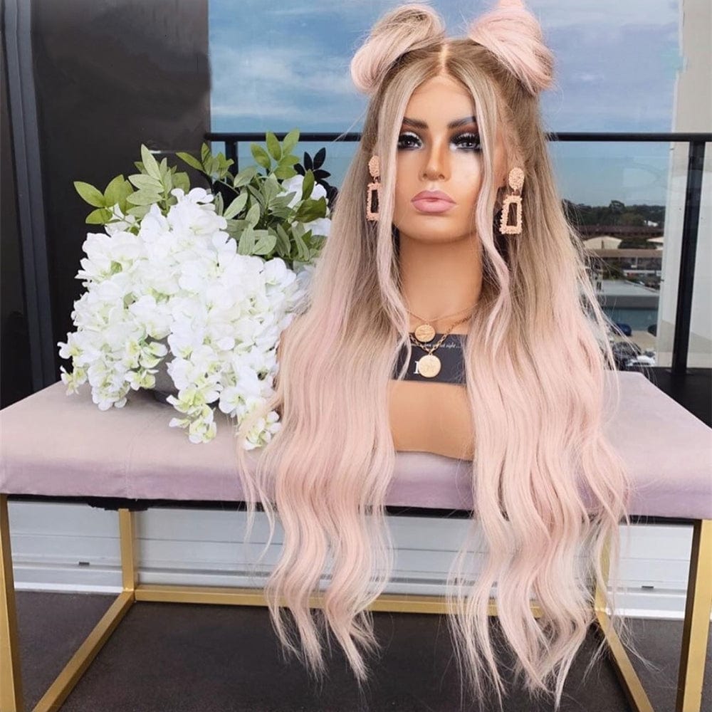 Ombre Pink Transparent Pre Plucked Lace Frontal Human Hair Wigs Body Wave Glueless Remy Brazilian Human Hair Wigs With Baby Hair