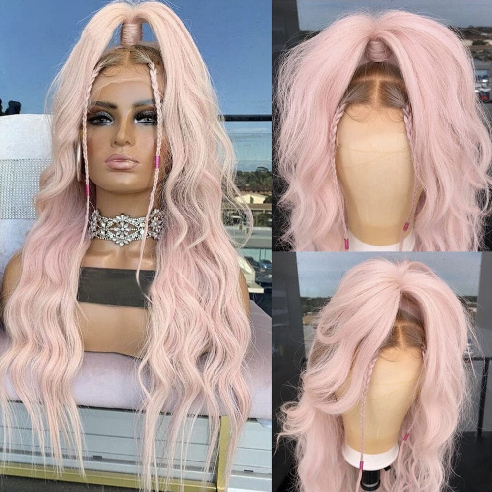 Ombre Pink Transparent Pre Plucked Lace Frontal Human Hair Wigs Body Wave Glueless Remy Brazilian Human Hair Wigs With Baby Hair