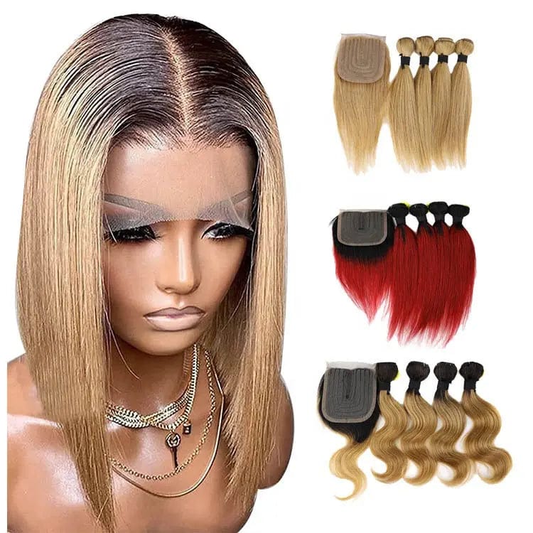 Ombre red brown blond color Hair