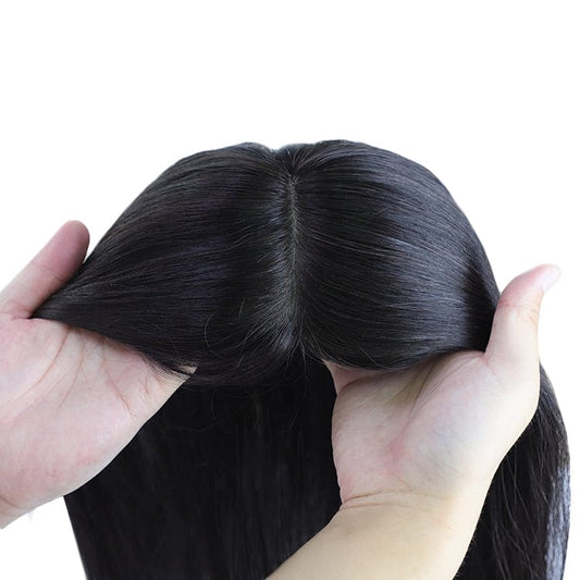 One Pcs Shipping Human Hair Wigs Silk Left Side Toppers European Wig Silk Base