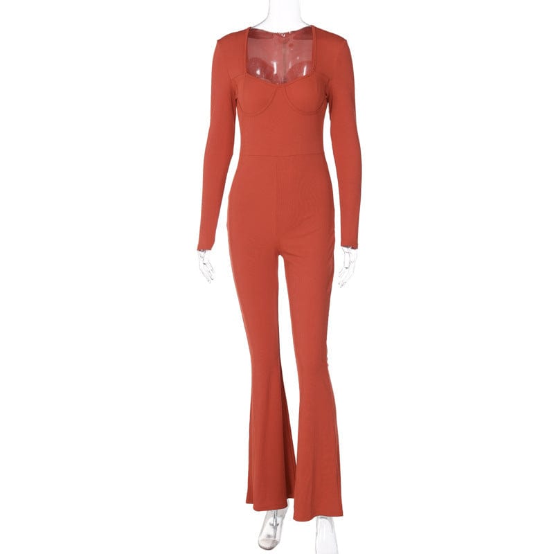 one piece 10633 Long Sleeve Square Collar Knitting Stretchy One Piece Winter Jumpsuit 2022 New Bodysuit Wholesale Casual Women Clothes