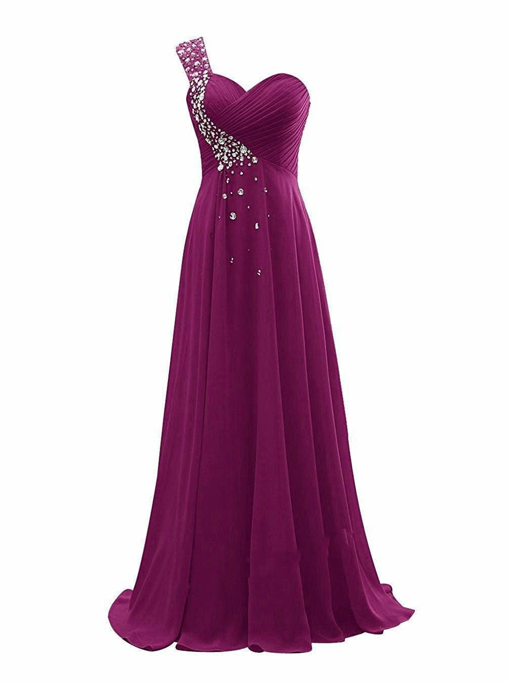 One Shoulder Beaded Long Women's Plus Size Chiffon Dresses Cheap Wholesale cheap price Colorful Bridesmaid Dresses