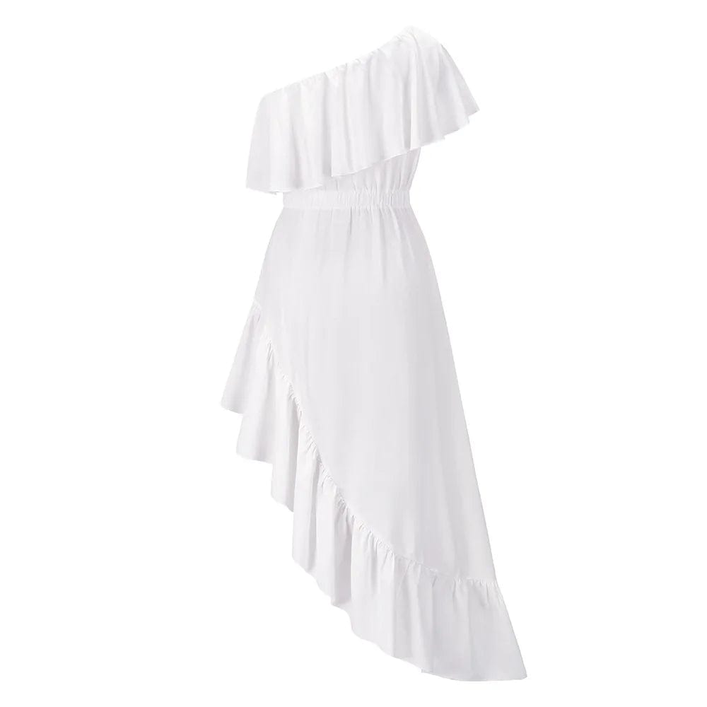 One Shoulder Sexy Dress Skinny Irregular Ruffles Party Dress Women Wholesale Clothing
